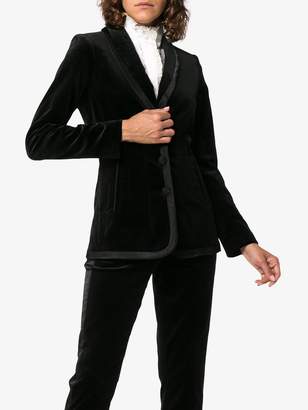Frame single breasted and printed lined velvet blazer