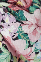 Thumbnail for your product : Zimmermann Bellitude Cropped Lace-up Floral-print Linen Top - Blue