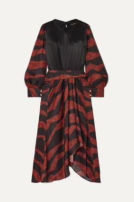 Isabel Marant Romina Asymmetric Printed Satin-jacquard Midi Dress
