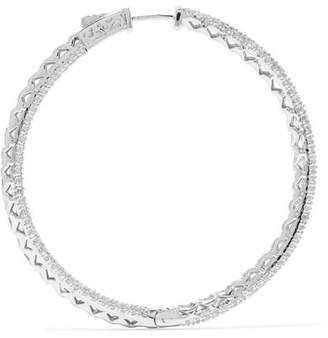 Kenneth Jay Lane Rhodium-plated Crystal Hoop Earrings - Silver
