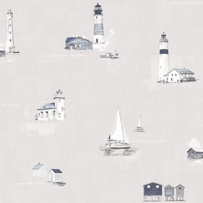 Galerie Wallcoverings Deauville 2 Nautical Lighthouse and Sailboats 33' L x 21\