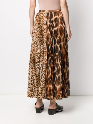 Roberto Cavalli Animal Print Long Pleated Skirt