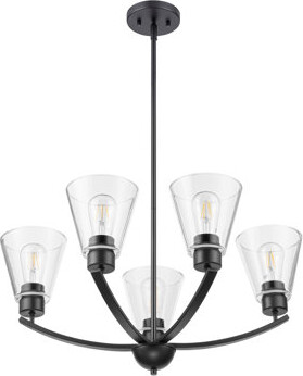 Prominence Home Fairendale 5-Light Chandelier Matte Black with Clear Glass