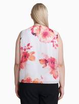 Thumbnail for your product : Calvin Klein Size Floral Bubble-Front Sleeveless Top