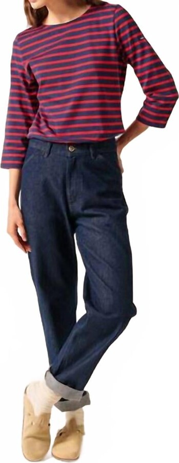 Saint James Galathee Striped Ii Shirt In Marine/tulipe