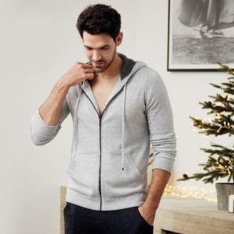 The White Company Men's Cashmere Zip Hoodie, Pale Grey Marl, Large