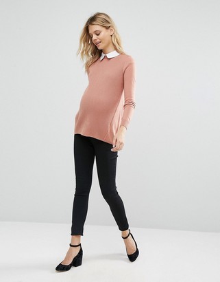 ASOS Maternity Rib Sweater with Collar Detail