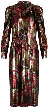 Marc Jacobs Palms silk-blend lamé dress