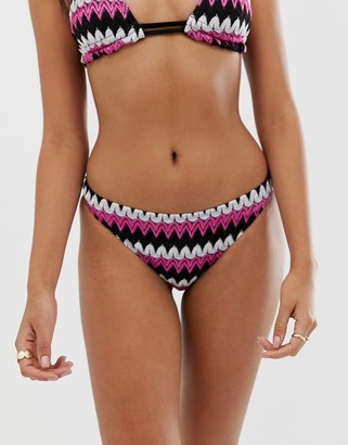 ASOS DESIGN chevron hipster bikini bottom in multi colour