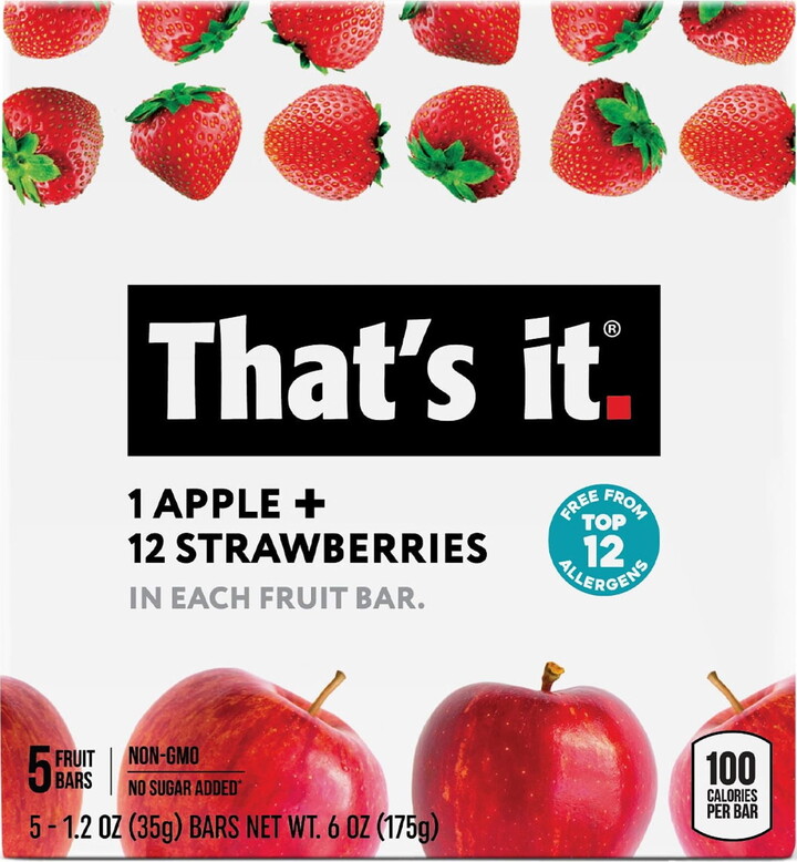 That's it. 100% Natural Gluten-Free Soft & Chewy Apple + Strawberry Fruit Bars, 1.2 oz , 5 Count Box