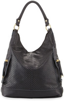 Thumbnail for your product : Linea Pelle Dylan Perforated Leather Hobo Bag, Black