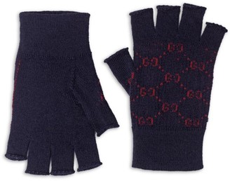 Gucci Logo Alpaca Wool Fingerless Gloves