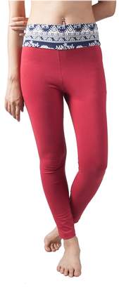 ofbaz Women’s Fod Over Waistband Printed Yoga Pants Red and Bue