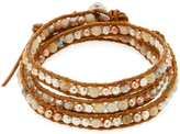 Thumbnail for your product : Chan Luu Pearl Beaded Leather Wrap Bracelet