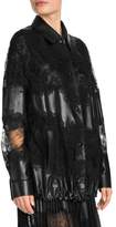 Thumbnail for your product : Valentino Lace & Leather Bomber Jacket