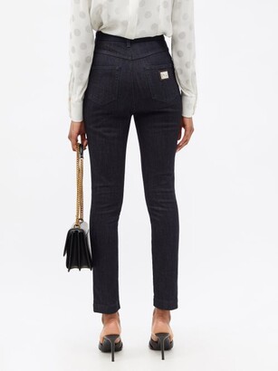 Dolce & Gabbana Logo-plaque High-rise Slim-leg Jeans - Denim