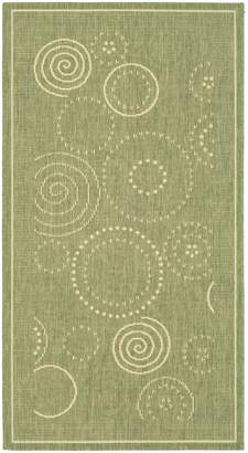 Safavieh Courtyard Collection CY1906-1E06 Olive and Natural Indoor/ Outdoor Area Rug, 6 feet 7 inches by 9 feet 6 inches (6'7" x 9'6")