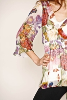Thumbnail for your product : NU Collective Printed Silk Chiffon Top in White Floral
