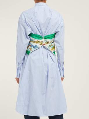 Junya Watanabe Bustier Cotton-poplin Shirtdress - Womens - Blue Multi