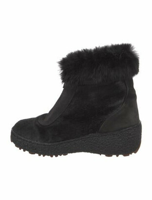 Oscar Tiye Ponyhair Faux Fur Trim Snow Boots Black