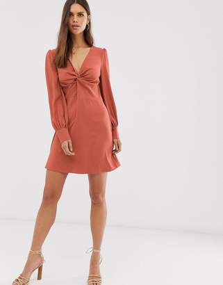 UNIQUE21 long sleeve front gathered dress