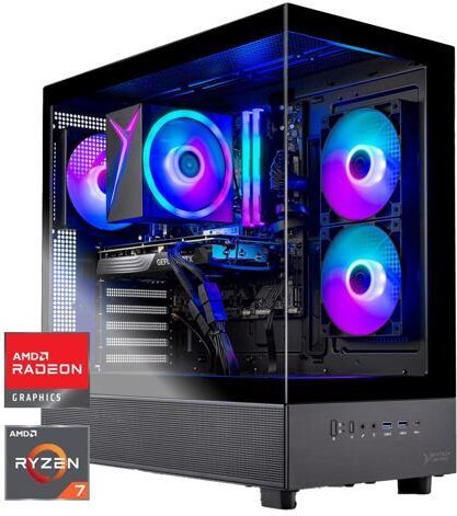 Skytech Azure 3 Gaming PC Desktop, Ryzen 7 7700 3.8 GHz (5.3GHz Turbo), AMD RX 9060 XT 8GB, 1TB Gen4 NVMe SSD, 16GB DDR5 RAM 6000, 650W GOLD PSU,...