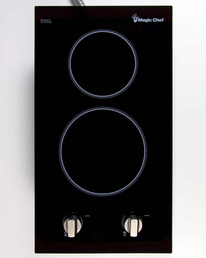Magic Chef 12 in. Radiant Electric Ceramic Glass Cooktop in Black with 2 Burner Elements Including Dual Radiant Burner