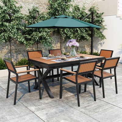 Hokku Designs Experience Outdoor Dining Freedom With A Flexible Set Including Six Chairs And A Table