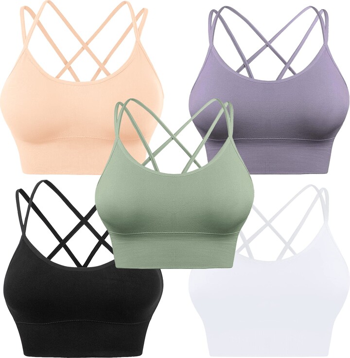 Evercute Cross Back Sport Bras Padded Strappy Criss Cross Cropped Bras for Yoga Workout Fitness