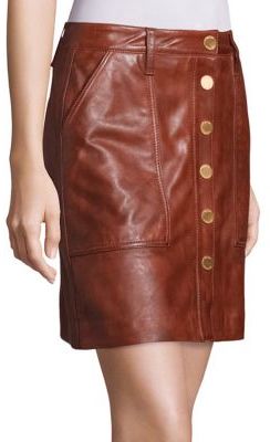 MICHAEL Michael Kors Leather Snap-Front Skirt