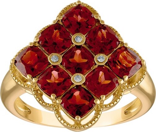 Designs by Gioelli DesignsByGioelli14KGoldOverSterlingSilverGenuineDiamondGarnetRing8