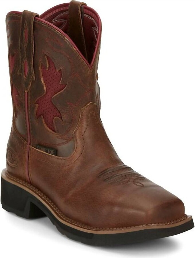 Justin Women's Lathey 8" Nano Composite Toe Boot In Brown