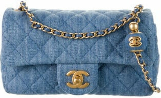 Chanel 2022 Denim Pearl Crush Rectangular Mini Flap Bag w/ Tags - ShopStyle