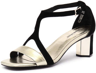 Django & Juliette Glimpse Gold-black Sandals Womens Shoes Dress Heeled Sandals