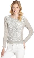 Thumbnail for your product : Greylin heather grey cotton blend lace detail 'Helena' long sleeve sweatshirt