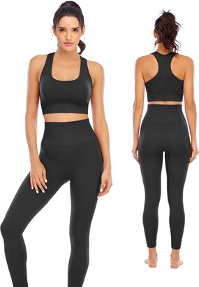 NOVA ACTIVE Workout Sets for Women 2 Piece High Waisted Seamless Leggings  with Padded Stretchy Sports Bra Sets Gym Clothes