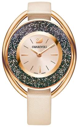 Swarovski Crystalline Oval Watch Rose Gold Plated & Beige 5296319