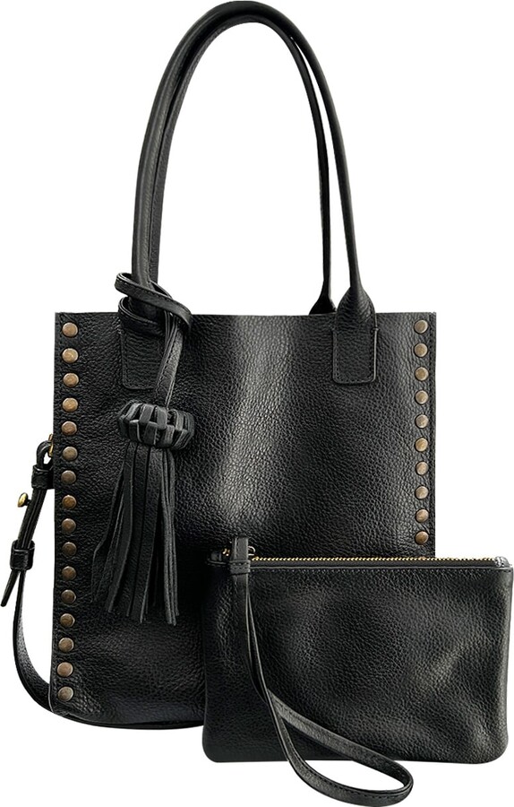 Bixi Awotan Mini Tzeltal Black Unlined Top Handle Bag With Extra Strap & Pouch