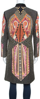 Thumbnail for your product : Etro Black Printed Textured Silk Long Sleeve Coat L