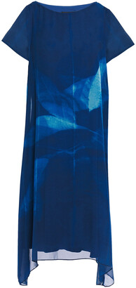 DKNY Asymmetric Printed Chiffon Dress
