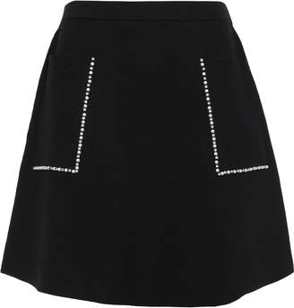 Sandro Crystal And Faux Pearl-embellished Stretch-ponte Mini Skirt