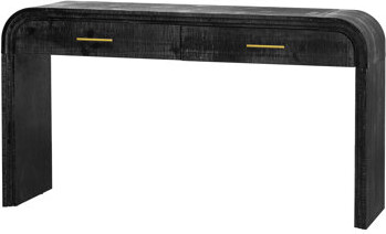 Red Barrel Studio Unique Retro Console Table with 2 Drawers, Softly Rounded Silhouette, for Entryway, Living Room, or Dining Room (Antique Black)