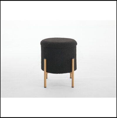 Modern Round Storage Ottoman With Metal Base And Removable Lid For Versatile Use In Different Rooms