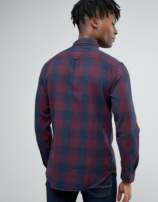 Pull&Bear Checked Shirt In Burgundy In Regular Fit