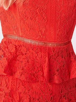 Girls On Film Tiered Lace Dress - Red