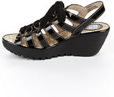 Thumbnail for your product : Fly London Open Toe Patent Leather Wedge Sandals