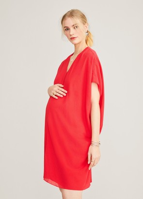 deep red maternity dress