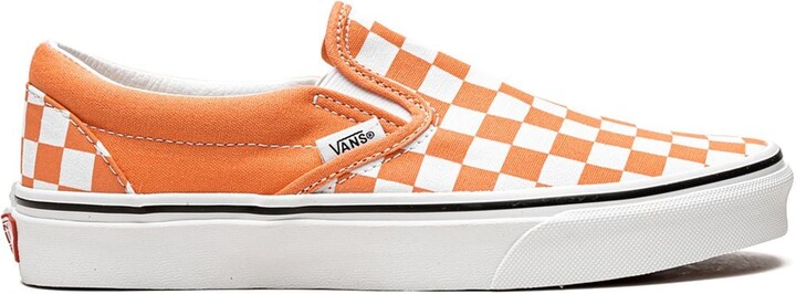 white and orange checkered vans