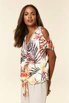 Thumbnail for your product : Wallis PETITE Ivory Palm Print Tie Front Top