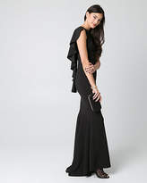 Thumbnail for your product : Le Château Knit Crepe V-Back Ruffle Gown